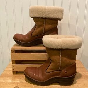 Bionics Rumer Chestnut Brown Leather Sheepskin Winter Boots Size 7 1/2”